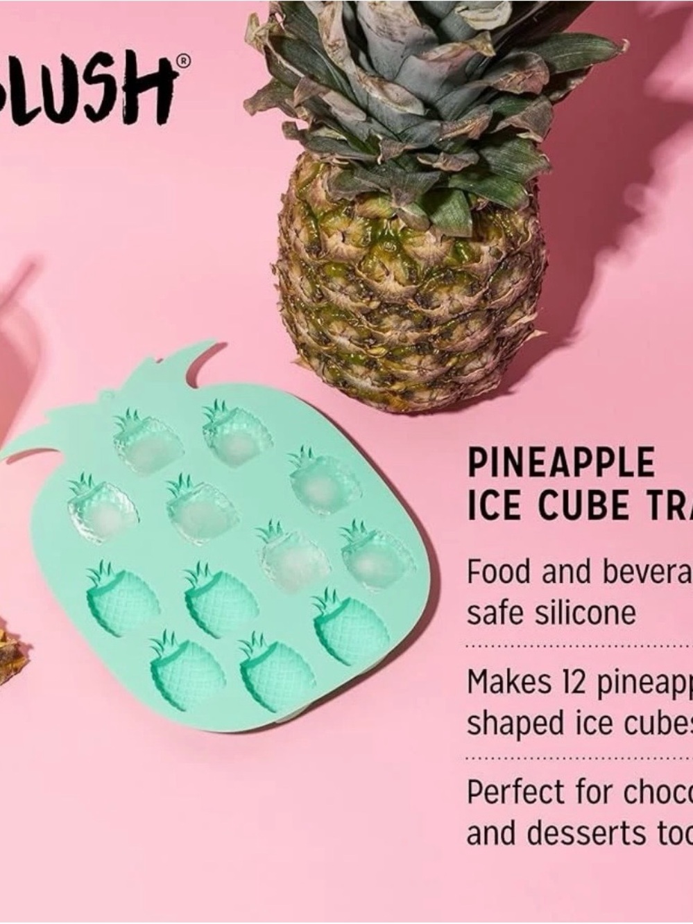 Blush Pineapple Silicone Ice Cube Tray - Mint Green- Set of 3